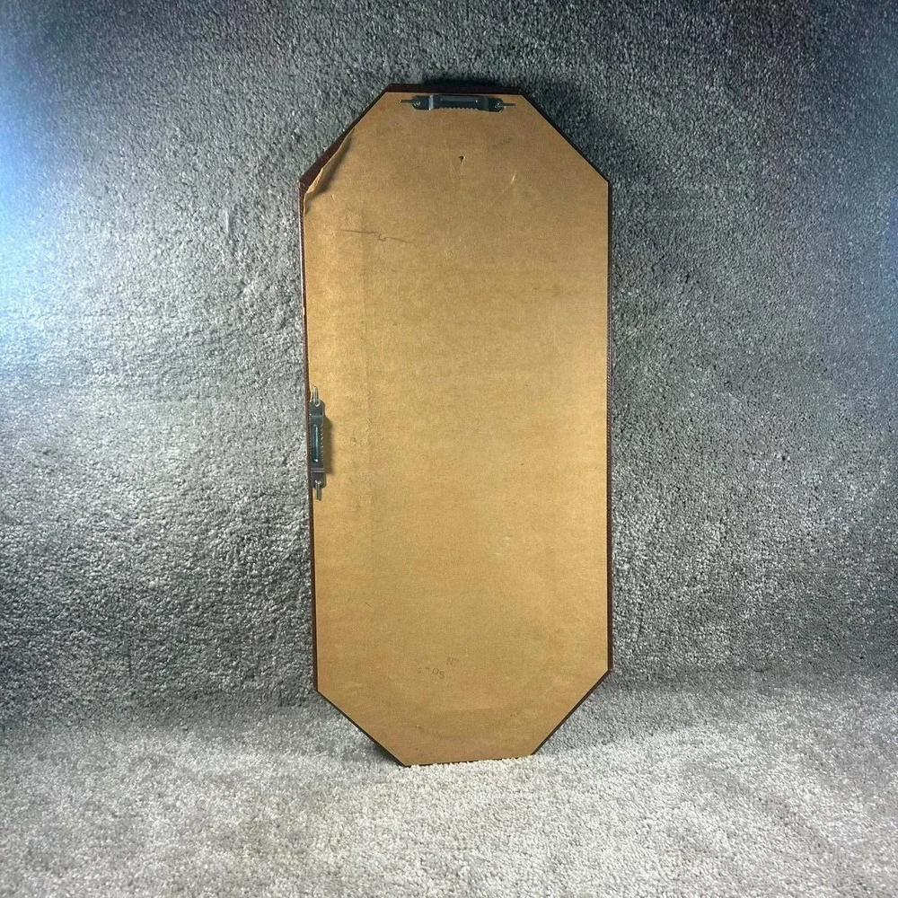 Octagon Wall Mirror Gold Brown Wood Frame Vintage Regency